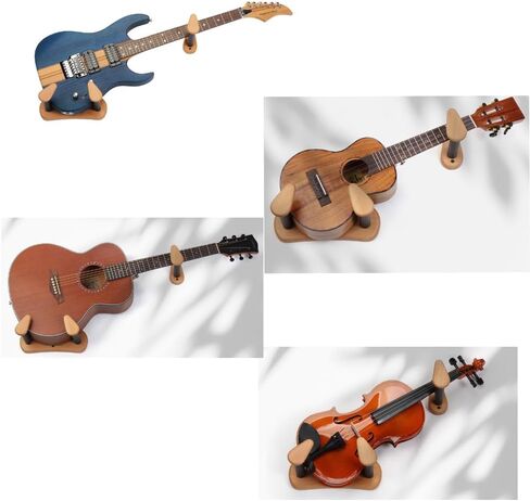 حامل جيتار على الحائط من Hidear لجيتار القيثارة والبانجو والكمان والشماعات الأفقية من خشب الزان ورف عرض جيتار منفصل وحامل جداري لعرض الجيتار in Kuwait