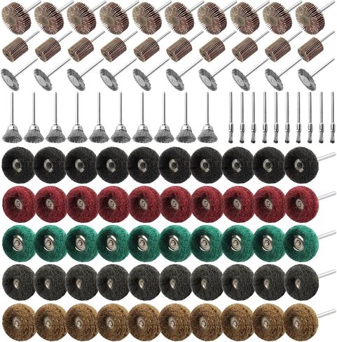 Rocaris 40 Pcs Buffing Wheel Set & 72 Pcs Wire Brushes Set, 1/8'' Shank Accessories for Rotary Tool in Saudi Arabia