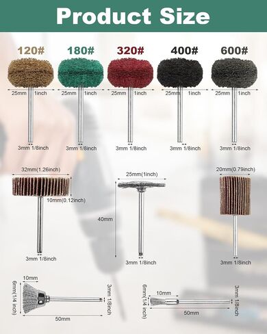 Rocaris 40 Pcs Buffing Wheel Set & 72 Pcs Wire Brushes Set, 1/8'' Shank Accessories for Rotary Tool in Saudi Arabia