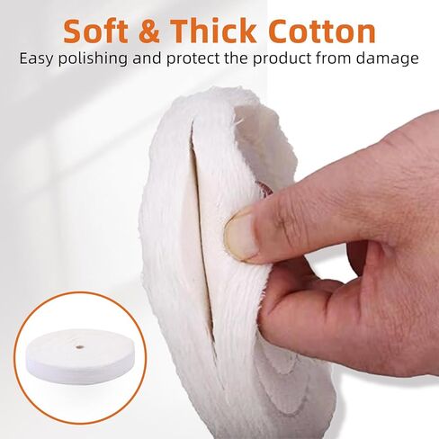 NINEROARS عجلات تلميع سميكة للغاية من القطن الناعم المخيط الحلزوني عجلة تلميع 6 بوصة (70 طبقة) لأداة طاحونة المقعد مع فتحة أربور 1/2 بوصة in Kuwait