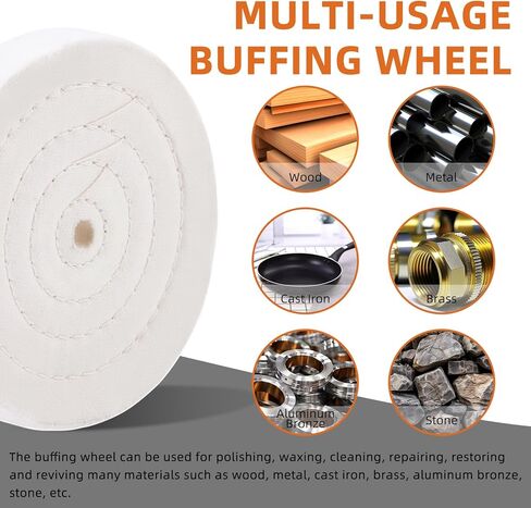 NINEROARS عجلات تلميع سميكة للغاية من القطن الناعم المخيط الحلزوني عجلة تلميع 6 بوصة (70 طبقة) لأداة طاحونة المقعد مع فتحة أربور 1/2 بوصة in Kuwait