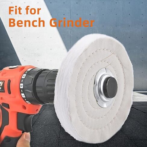 NINEROARS عجلات تلميع سميكة للغاية من القطن الناعم المخيط الحلزوني عجلة تلميع 6 بوصة (70 طبقة) لأداة طاحونة المقعد مع فتحة أربور 1/2 بوصة in Kuwait