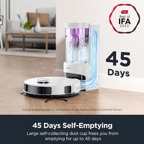 Eureka E10s Robot Vacuum with Bagless Self Emptying Station, Robotic Vacuum and Mop Combo, 45-Day Capacity, 4000Pa Suction for Pet Hair, Carpet&Floor, Auto Lifting Mop, LiDAR Navigation, App Control in Saudi Arabia