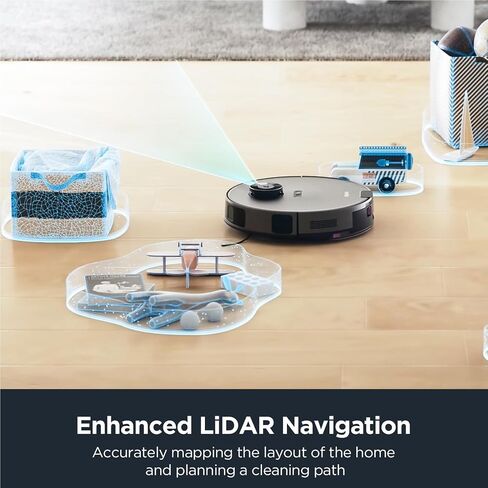 Eureka E10s Robot Vacuum with Bagless Self Emptying Station, Robotic Vacuum and Mop Combo, 45-Day Capacity, 4000Pa Suction for Pet Hair, Carpet&Floor, Auto Lifting Mop, LiDAR Navigation, App Control in Saudi Arabia