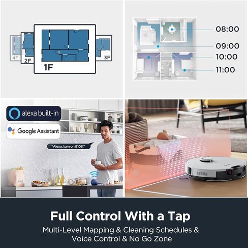 Eureka E10s Robot Vacuum with Bagless Self Emptying Station, Robotic Vacuum and Mop Combo, 45-Day Capacity, 4000Pa Suction for Pet Hair, Carpet&Floor, Auto Lifting Mop, LiDAR Navigation, App Control in Saudi Arabia
