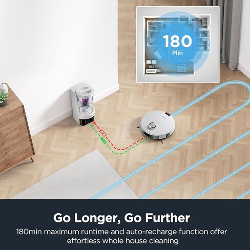 Eureka E10s Robot Vacuum with Bagless Self Emptying Station, Robotic Vacuum and Mop Combo, 45-Day Capacity, 4000Pa Suction for Pet Hair, Carpet&Floor, Auto Lifting Mop, LiDAR Navigation, App Control in Saudi Arabia