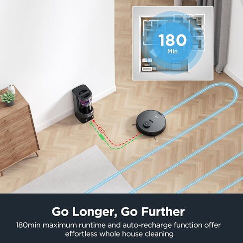 Eureka E10s Robot Vacuum with Bagless Self Emptying Station, Robotic Vacuum and Mop Combo, 45-Day Capacity, 4000Pa Suction for Pet Hair, Carpet&Floor, Auto Lifting Mop, LiDAR Navigation, App Control in Saudi Arabia