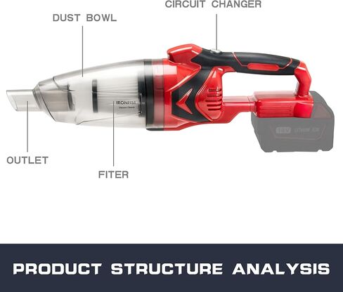 مكنسة كهربائية لاسلكية من IRONFIST لبطاريات Milwaukee M18، مكنسة كهربائية محمولة لتنظيف شعر الحيوانات الأليفة والسجاد والأرضيات الصلبة (بدون بطارية) in Kuwait