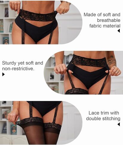 Bgylu جوارب الحمالات مقاس كبير للنساء جوارب الفخذ العليا الشفافة جوارب دانتيل مثيرة بدون حمالات جوارب رباط عالية الخصر in Kuwait