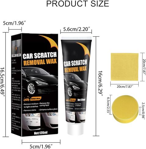 شمع إصلاح خدوش السيارة 120 مل، معجون إصلاح خدوش السيارة، مزيل خدوش السيارة، شمع إصلاح خدوش السيارة، مجموعة إزالة خدوش السيارة الاحترافية، معجون إصلاح خدوش طلاء السيارة (إسفنجة + منشفة) in Kuwait