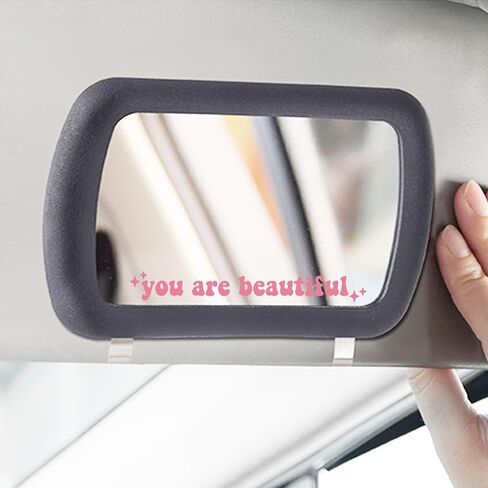 2 x You Are Beautiful Car Mirror Decal, Rearview Mirror Sticker, Women Car Decor, Self Affirmation Car Decal, Car Mirror Sticker, Cute Car Decal, Positivity Sticker (Pink) in Saudi Arabia