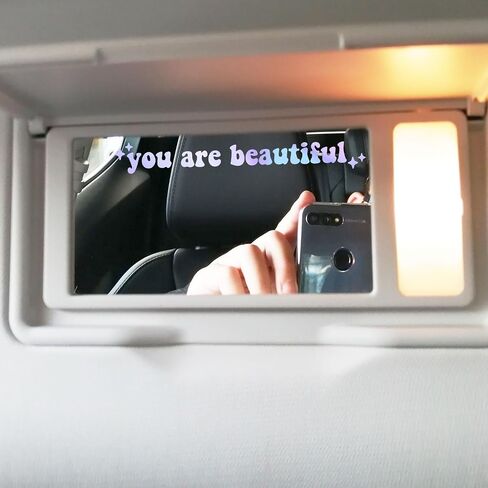 2 x You Are Beautiful Car Mirror Decal, Rearview Mirror Sticker, Women Car Decor, Self Affirmation Car Decal, Car Mirror Sticker, Cute Car Decal, Positivity Sticker (Pink) in Saudi Arabia