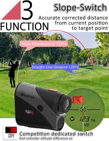 Aimfox A300 Golf Yardage Rangefinder مع مفتاح منحدر، سطح مطاطي صغير محمول لمسافة الليزر، رؤية واسعة، نظام تركيز أكثر دقة وسرعة، مصمم للاعبي الغولف المحترفين in Saudi Arabia
