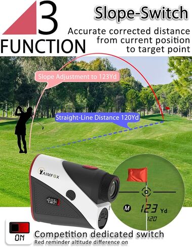 Aimfox A300 Golf Yardage Rangefinder مع مفتاح منحدر، سطح مطاطي صغير محمول لمسافة الليزر، رؤية واسعة، نظام تركيز أكثر دقة وسرعة، مصمم للاعبي الغولف المحترفين in Saudi Arabia