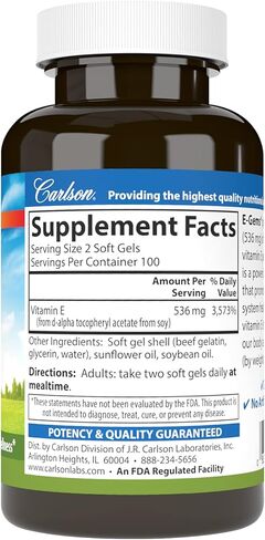 Carlson - E-Gems 800 IU (536 mg), Natural-Source Vitamin E, Optimal Wellness, 50 Soft Gels in Saudi Arabia