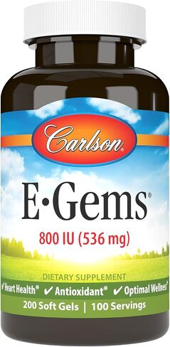 Carlson - E-Gems 800 IU (536 mg), Natural-Source Vitamin E, Optimal Wellness, 50 Soft Gels in Saudi Arabia