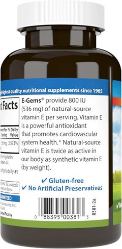 Carlson - E-Gems 800 IU (536 mg), Natural-Source Vitamin E, Optimal Wellness, 50 Soft Gels in Saudi Arabia