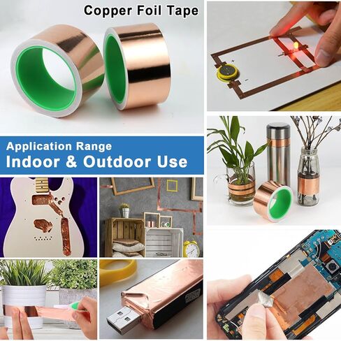 2 Pack Copper Foil Tape 2inch x 33ft with Conductive Adhesive for Electrical Repair, EMI Guitar Shielding, DIY Decoration, Stained Glass, Paper Circuits in Saudi Arabia