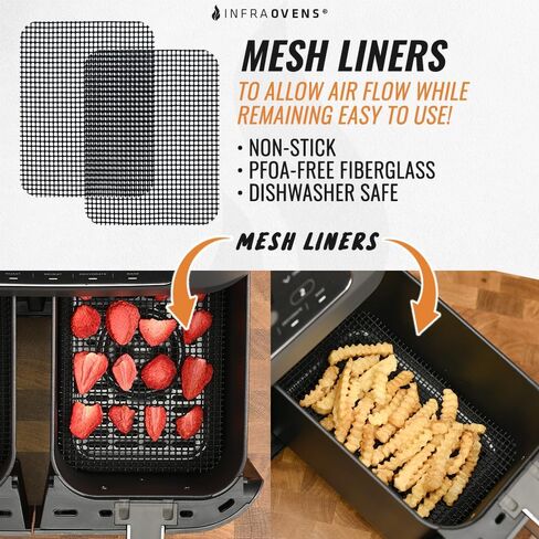 ملحقات Ninja Foodi 10qt DZ550 Smart XL DualZone، 2 مقلاة هوائية مزدوجة السلة 6 في 1، بطانات Airfryer قابلة لإعادة الاستخدام، ملحق مرشحات Airfryer لمقلاة Ninja XL الهوائية مع كتاب الوصفات، Ninja Air in Kuwait