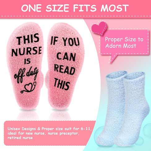 JaGely 4 Pairs Funny Novelty Nurse Socks Graduation Gifts for Women, If You Can Read This Nurse Is off Duty Socks for White Angels (White, Gray, Pink, Blue) in Saudi Arabia