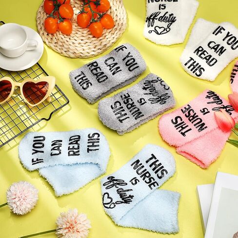 JaGely 4 Pairs Funny Novelty Nurse Socks Graduation Gifts for Women, If You Can Read This Nurse Is off Duty Socks for White Angels (White, Gray, Pink, Blue) in Saudi Arabia