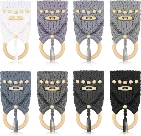 Hoolerry 8 Pcs Crochet Hanging Dish Towel Holder Hanging Kitchen Towels Ring Kitchen Towel Hanger with Hanging Loop Button for House Oven Stove Door, 8 Colors (Elegant Colors) in Saudi Arabia