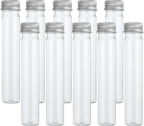 PATIKIL 65ml Test Tubes, 80pcs 5.91x0.98" Plastic Clear Flat Bottom Test Tube Containers with Caps for Bead Party Candy Bath Salt Storage Scientific Experiment Plant Propagation, Silver in Saudi Arabia