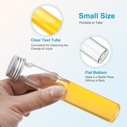PATIKIL 65ml Test Tubes, 80pcs 5.91x0.98" Plastic Clear Flat Bottom Test Tube Containers with Caps for Bead Party Candy Bath Salt Storage Scientific Experiment Plant Propagation, Silver in Saudi Arabia
