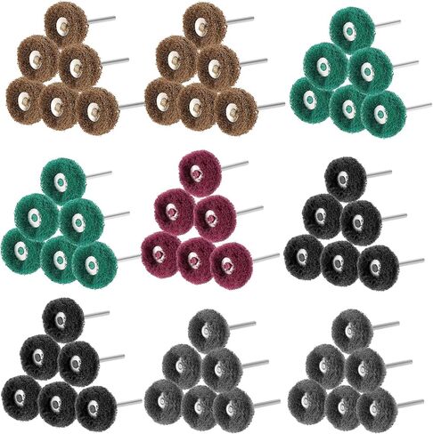 عجلة تلميع 100 قطعة من Faankiton 80/150/240/320/600 حبيبة، مجموعة عجلات تلميع كاشطة 25 مم مع ملحقات تلميع ساق 3 مم للأدوات الدوارة للزجاج المعدني وتلميع الخشب والصنفرة in Kuwait