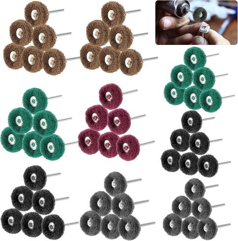 عجلة تلميع 100 قطعة من Faankiton 80/150/240/320/600 حبيبة، مجموعة عجلات تلميع كاشطة 25 مم مع ملحقات تلميع ساق 3 مم للأدوات الدوارة للزجاج المعدني وتلميع الخشب والصنفرة in Kuwait