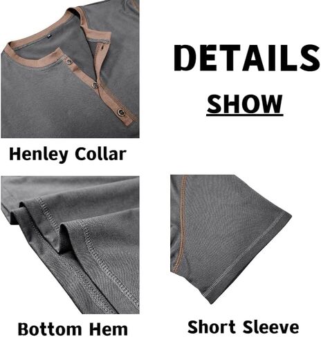 Men's Casual Henley Shirts Classic Button Cotton Short Sleeve T-Shirt Summer Basic Solid Lightweight Tees Tops in Saudi Arabia