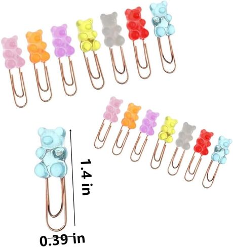 HamayuaZen 14 قطعة حامل ورق معدني، مشابك ورقية صغيرة، مشابك مذكرة على شكل دب قوس قزح، مقاطع ملف Kawaii لطيفة، لوازم مدرسية Kawaii، قرطاسية للطلاب in Kuwait