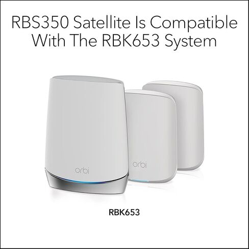 نظام NETGEAR Orbi Dual-Band Mesh WiFi 6 System Add-on Satellite (RBS350) | يعمل مع نظام Orbi WiFi 6 RBK653 | يضيف ما يصل إلى 1,750 قدم مربع تغطية | AX1800 (ما يصل إلى 1.8 جيجابت في الثانية) (متجدد) in Saudi Arabia