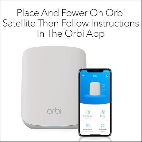 نظام NETGEAR Orbi Dual-Band Mesh WiFi 6 System Add-on Satellite (RBS350) | يعمل مع نظام Orbi WiFi 6 RBK653 | يضيف ما يصل إلى 1,750 قدم مربع تغطية | AX1800 (ما يصل إلى 1.8 جيجابت في الثانية) (متجدد) in Saudi Arabia