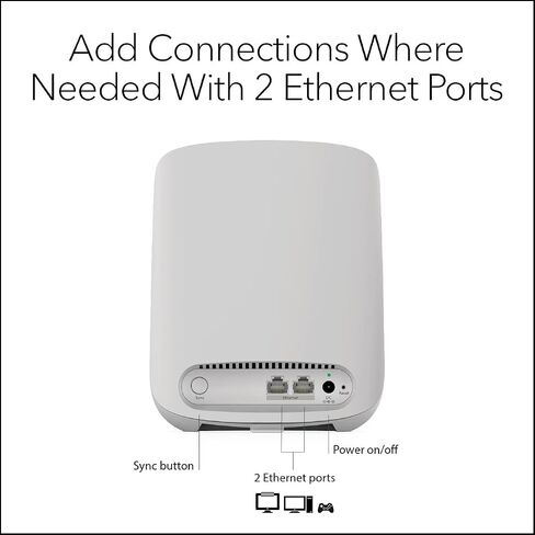 نظام NETGEAR Orbi Dual-Band Mesh WiFi 6 System Add-on Satellite (RBS350) | يعمل مع نظام Orbi WiFi 6 RBK653 | يضيف ما يصل إلى 1,750 قدم مربع تغطية | AX1800 (ما يصل إلى 1.8 جيجابت في الثانية) (متجدد) in Saudi Arabia