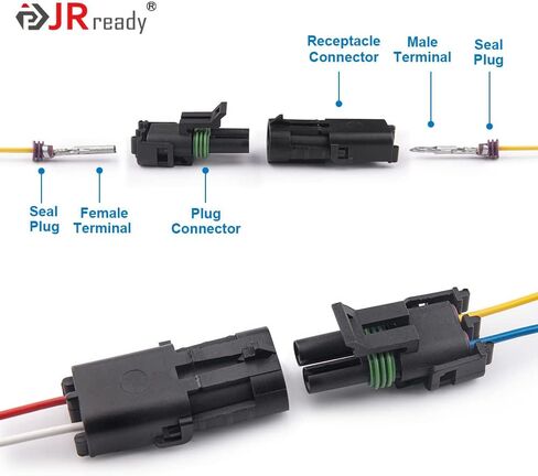 JRready ST6322 Weatherpack Connector Wire Seals 12015193/15324981 100 Pack, Cable Diameter 4.30-3.45mm Gauge 12-10AWG (Compatible with Metripack 280 Series) in Saudi Arabia
