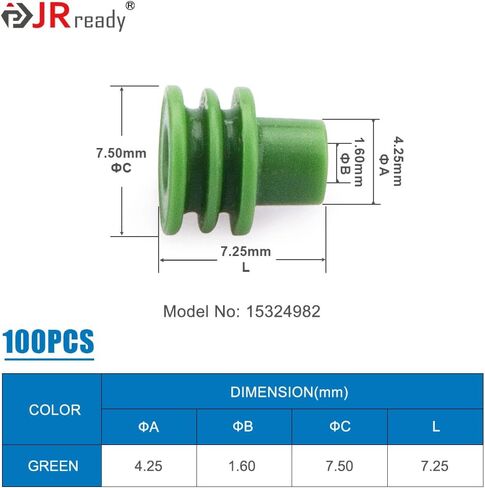JRready ST6322 Weatherpack Connector Wire Seals 12015193/15324981 100 Pack, Cable Diameter 4.30-3.45mm Gauge 12-10AWG (Compatible with Metripack 280 Series) in Saudi Arabia