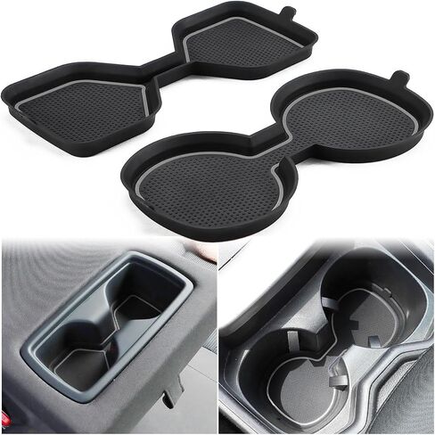 Auovo 3D Cup Holder Inserts Coaster Compatible with Toyota RAV4 Accessories 2024 2023 2022 2021 2020 2019 Silicone Cup Mat Pad Interior Decoration (Black Trim, 2-pcs kit) in Saudi Arabia