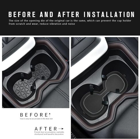 Auovo 3D Cup Holder Inserts Coaster Compatible with Toyota RAV4 Accessories 2024 2023 2022 2021 2020 2019 Silicone Cup Mat Pad Interior Decoration (Black Trim, 2-pcs kit) in Saudi Arabia