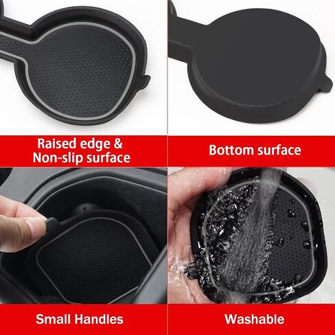 Auovo 3D Cup Holder Inserts Coaster Compatible with Toyota RAV4 Accessories 2024 2023 2022 2021 2020 2019 Silicone Cup Mat Pad Interior Decoration (Black Trim, 2-pcs kit) in Saudi Arabia