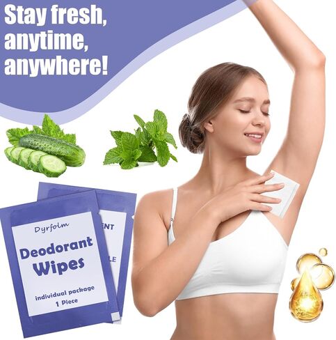 200 Pcs Underarm Deodorant Wipes,Travel Deodorant Wipes,Individually Wrapped Antiperspirant Wipes,Sweat Body Wipes for Women Men Adults Sports Travel Essentials (Green) in Saudi Arabia