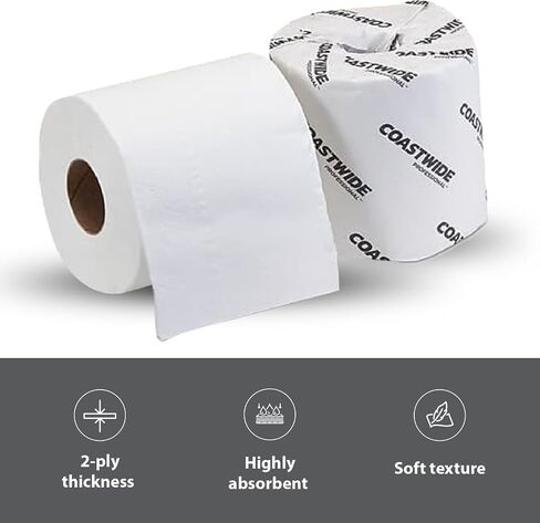 Toilet Paper, 1-ply, White, 1000 Sheets/Roll, 96 Rolls/Carton (CW26136) in Kuwait