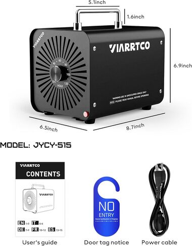 VIARRTCO 15000mg/h Ozone Machine Generator Air Odor Removal Ionizer Up to 3000+ Square Feet for Home, Car, Basement, Garage, Smoke, Pet Room - Metallic Black in Saudi Arabia