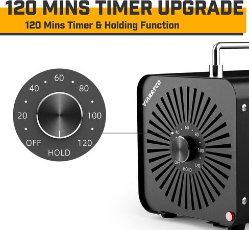 VIARRTCO 15000mg/h Ozone Machine Generator Air Odor Removal Ionizer Up to 3000+ Square Feet for Home, Car, Basement, Garage, Smoke, Pet Room - Metallic Black in Saudi Arabia