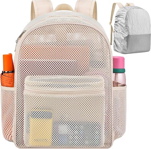 Orbaen Heavy Duty Mesh Backpack Beach Backpack,Perspective College Backpack See Through Backpack with Padded Shoulder Strap, Suitable for Swimming Diving Outdoor Sports in Saudi Arabia