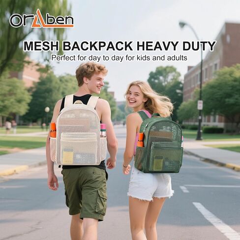 Orbaen Heavy Duty Mesh Backpack Beach Backpack,Perspective College Backpack See Through Backpack with Padded Shoulder Strap, Suitable for Swimming Diving Outdoor Sports in Saudi Arabia