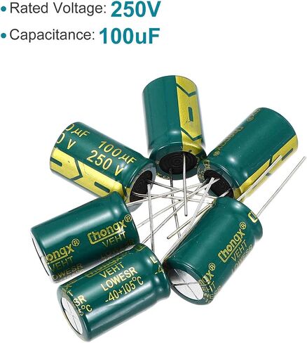 مكثف Meccanixity 6pcs مكثف كهربائي عالي التردد 100uf 450v مع قيادة شعاعية الألومنيوم 18 × 30 ملم تموج عالية المعاوقة المنخفضة in Saudi Arabia