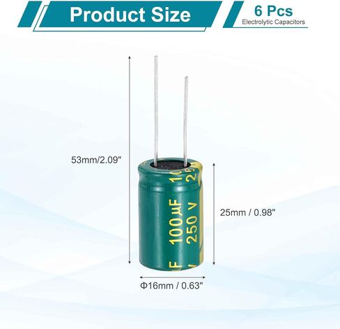 مكثف Meccanixity 6pcs مكثف كهربائي عالي التردد 100uf 450v مع قيادة شعاعية الألومنيوم 18 × 30 ملم تموج عالية المعاوقة المنخفضة in Saudi Arabia