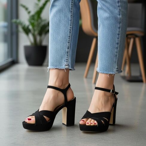 CUSHIONAIRE Women's Mood platform dress sandal +Memory Foam and Wide Widths Available, Nude Microsuede 11 W in Saudi Arabia