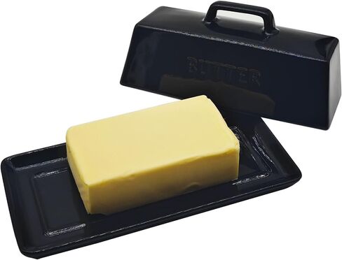 Ceramic Butter Dish With Lid for Countertop, Covered Butter Container, Large Butter Holder With Lid, Butter Tray With Handle White in Saudi Arabia